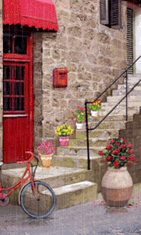 楼梯 下雨 雨天 自行车