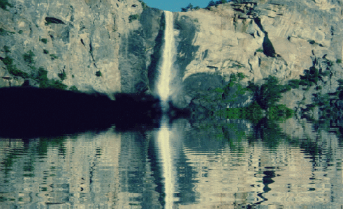 瀑布 风景 湖 山崖