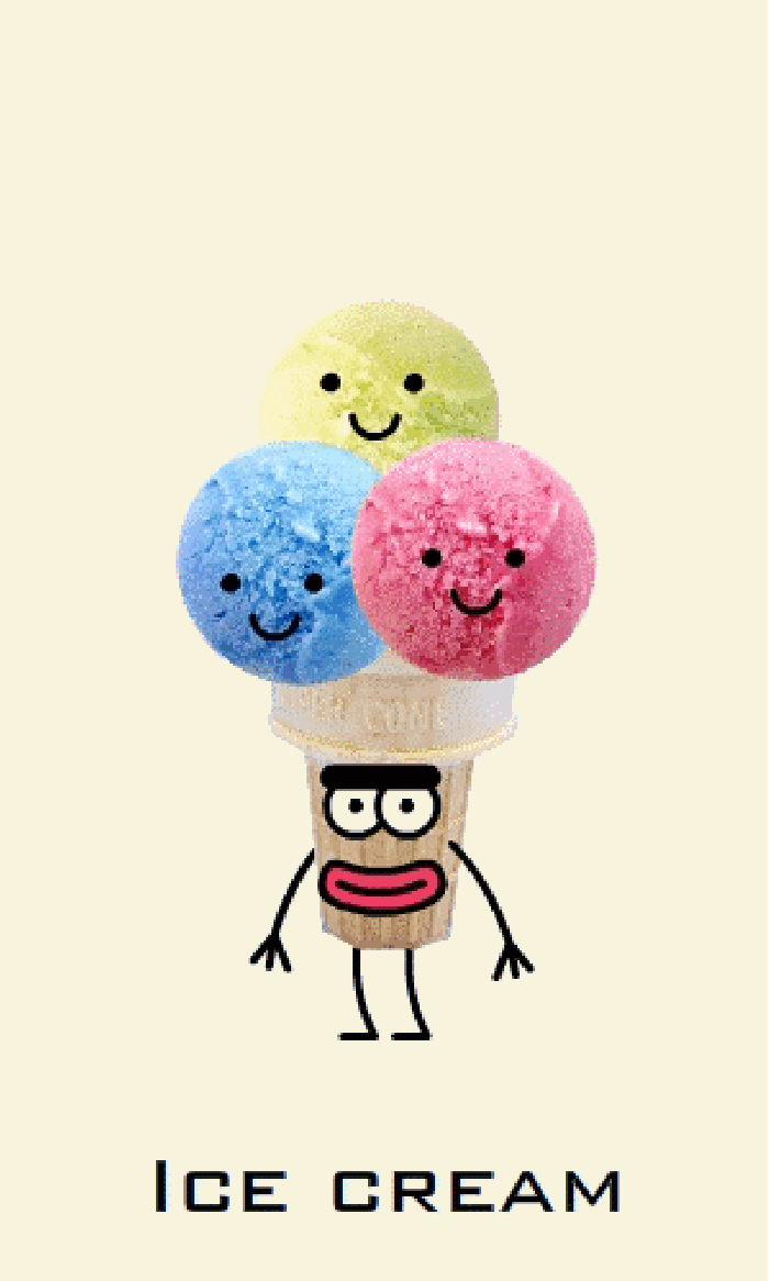 冰淇淋 彩色 蛋筒 卡通