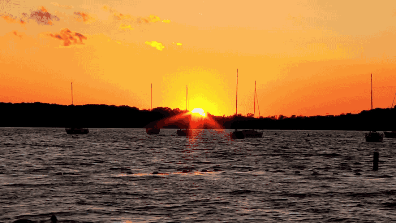 日落 sunset 夕阳 海面 曼德特湖 威斯康辛州  船
