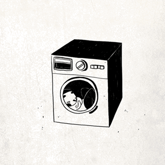 卡通 洗衣机 滚筒 黑白