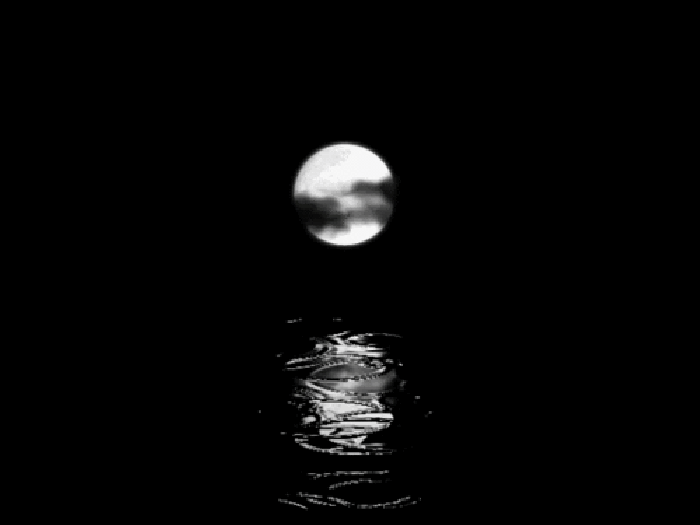月亮 河水 下雨 黑白