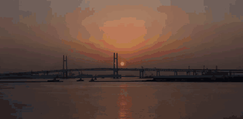 城市 太阳 延时摄影 日本 桥梁 河面 清晨 纪录片 船 风景