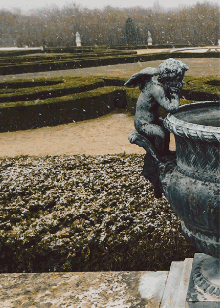 雕塑 天使 公园 下雪