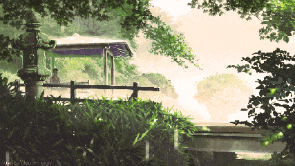 下雨 凉亭 小桥 树木