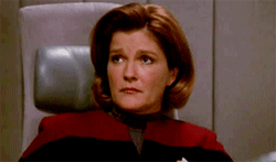 恼怒的 翻白眼 星际迷航 “旅行者” 船长Janeway