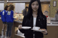 食堂 女孩 微笑 长发