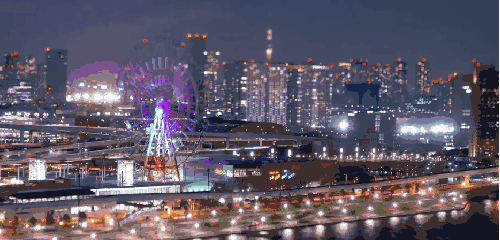 城市 夜晚 摩天轮 日本 移轴摄影