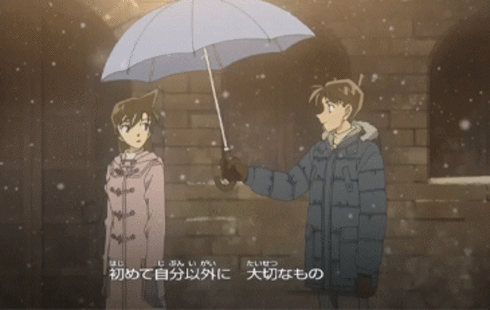 动漫 下雪 情侣 撑伞