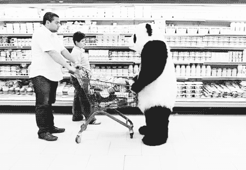 熊猫 购物车 生气 超市