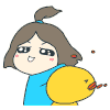 卡通 女孩 小黄鸭 打嘴巴