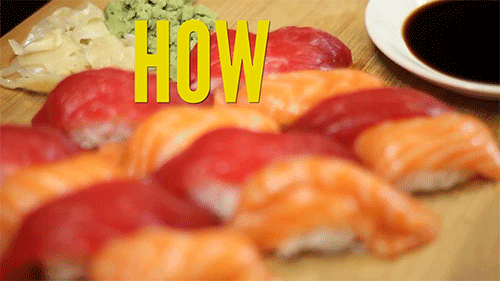 寿司 sushi food 解说 三文鱼 牛肉 文字 酱油 教学