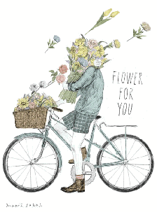 单车 起风了 吹起花朵 少女