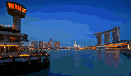 新加坡 新加坡滨海湾金沙酒店 湖泊 灯光