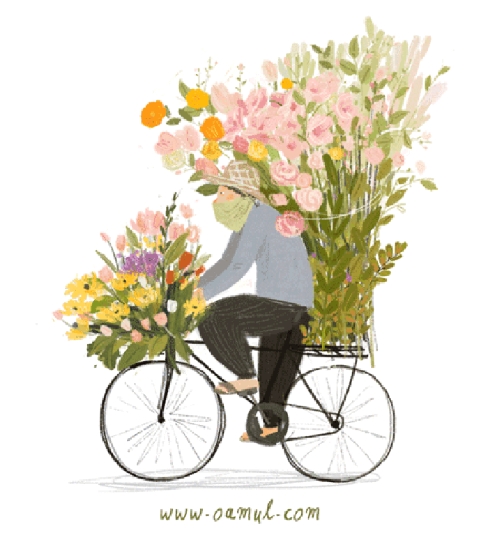 自行车 骑行 鲜花 动画