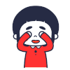 捂眼睛 八字眉 红脸蛋 星星眼