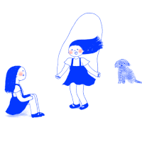 动漫 卡通 背景 女孩 跳绳