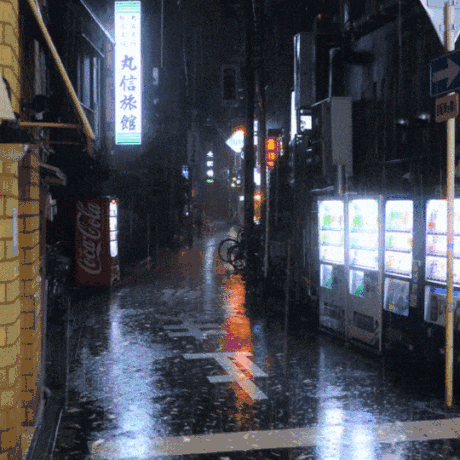 下雨 街景 日本街道 夜景