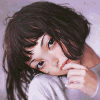 美女 大眼睛 歪头 手指