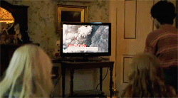 雏菊 看电视 爆炸 烟雾