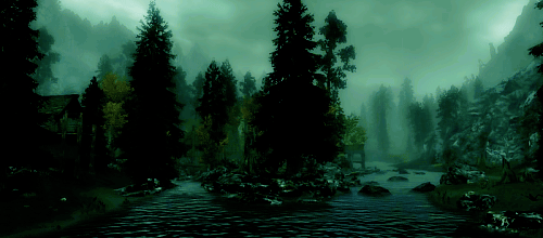 山林 树林 迷雾 小河 小溪
