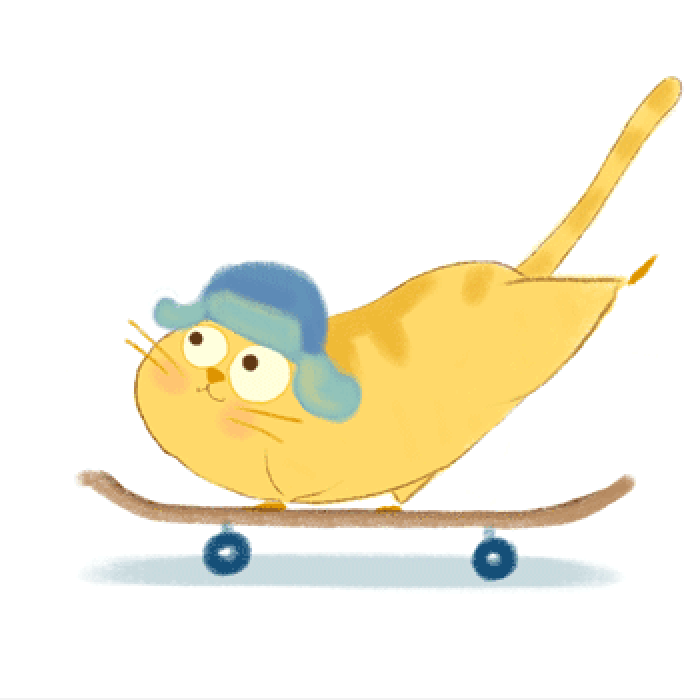 猫咪 滑板  帽子 玩滑板的猫咪