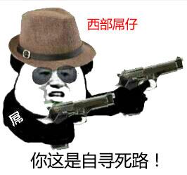 熊猫头 自寻死路 西部屌仔 斗图 搞笑 猥琐 手枪
