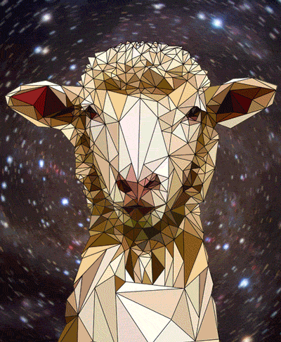 太空 幻觉 生肖 艺术 彩虹 幻觉 丰富多彩的 螺旋形的 三角形 绵羊