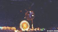 游乐场 夜空 璀璨 烟花