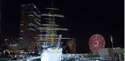 城市 夜晚 帆船 日本 日本横滨城市风光 灯光 纪录片 轮船