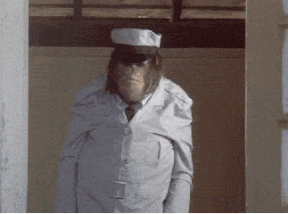 大猩猩 竖中指 白衣服 帽子
