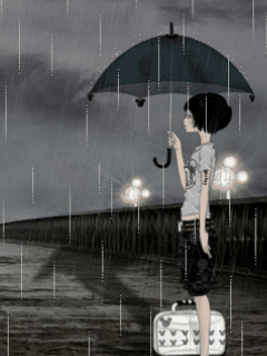 下雨天 少女 雨伞 思念 清新 雨点 文艺小清新