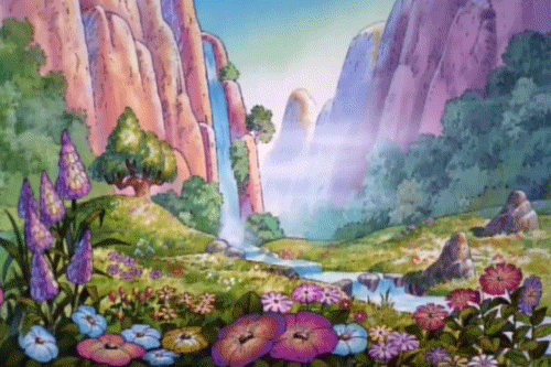 动画 野花 小熊维尼  瀑布 流水 野外 自然 风景  色彩