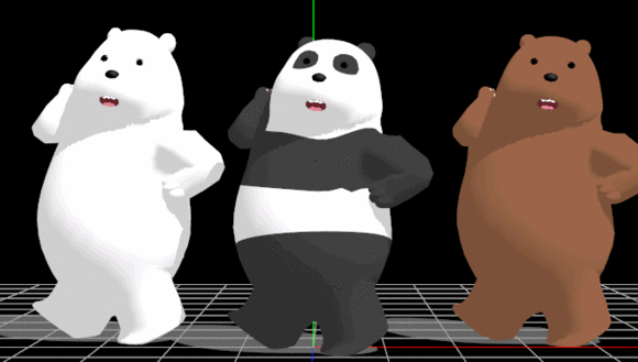 三只熊 跳舞 二次元 萌