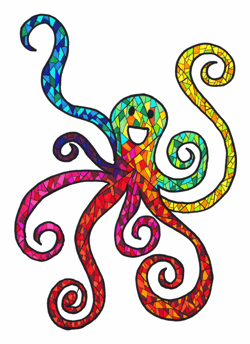 章鱼 色彩 软体动物 三维设计
