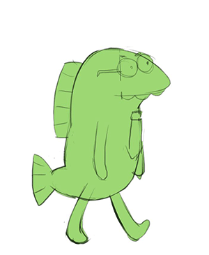 卡通 有趣的 动画 步行周期 鱼