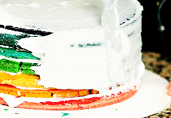 蛋糕 cake food 渐变 彩虹色 涂奶油 夹心
