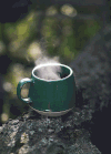 茶杯 热茶 热气腾腾 石头 意境