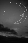 月亮 夜晚 插画 寂寞 抽烟 酷