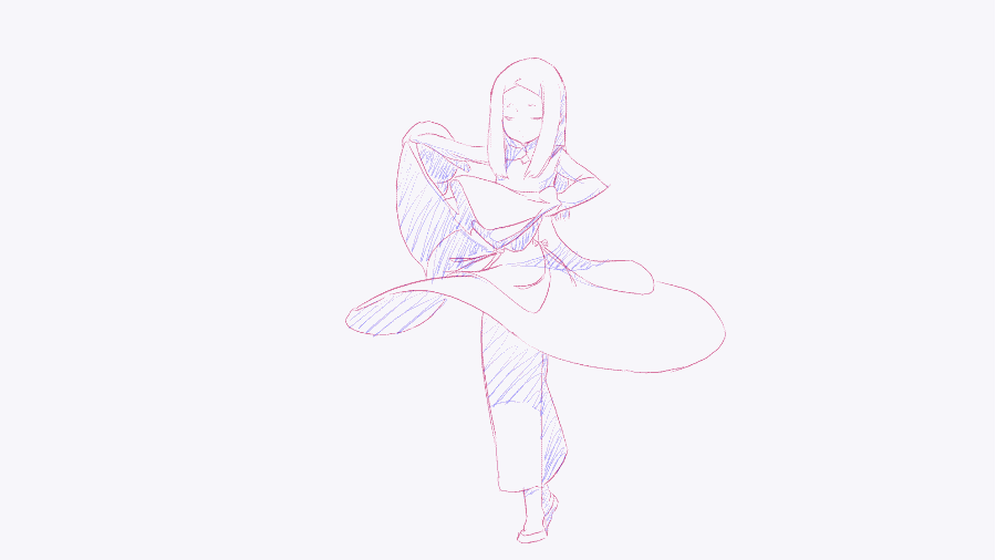 女孩 长裙 跳舞 动漫