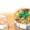 美食 手绘 热气 二次元