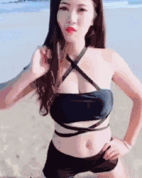 美女 比基尼 海边 妖娆