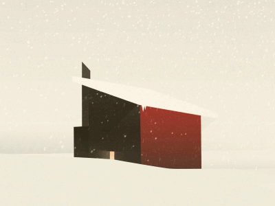配图 下雪天 房子 黑色 红色 简单化