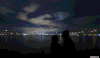 风景 湖面 情侣 夜晚