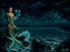 美女 夜晚 星空 大海