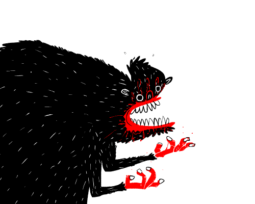 怪物 呲牙 擦脸