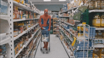 蜘蛛侠 超市 购物车 跪下