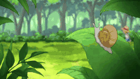 卡通 孩子 奔跑 蜗牛