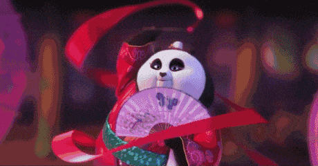 熊猫 红丝带 可爱 扇子
