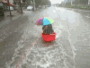 划船 雨伞 大盆 红色